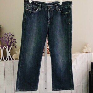 Lucky Brand Classic Rider Crop Dark Wash Jeans Womens Waist 34